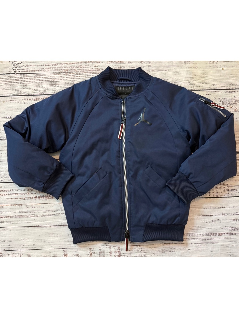New Jordan Jumpman Boys Bomber Jacket Navy Black Small 8